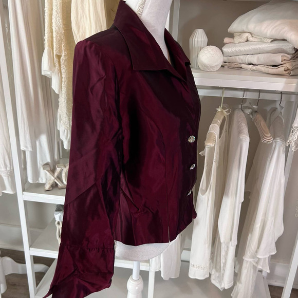 JS Collections Women's Dress Jacket, size 12. Burgundy Special Occasion - Picture 2 of 12